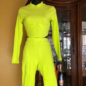GLAM!! Lime green sweater set with cropped legging